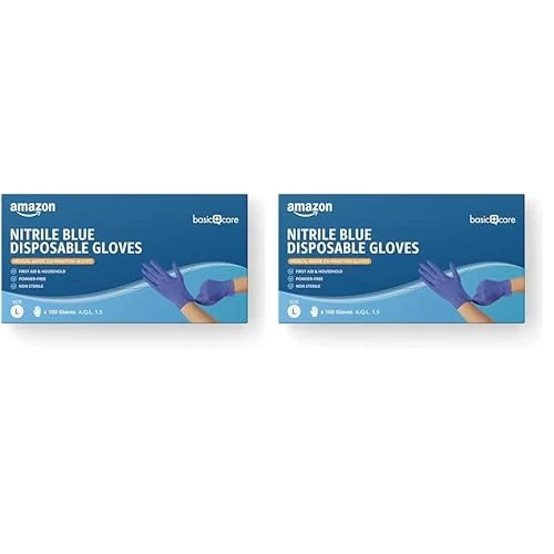 Hevea Disposable Blue Nitrile Gloves, 1 X 100, Size L (Pack of 2)