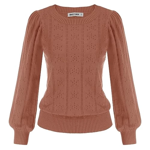 Zeitlich begrenztes Angebot: GRACE KARIN Pullover Casual Strickpullover Polyester Pullover Damen Oberteil CL834-14 M von 32.99 € auf 28.99 € (12.12% Rabatt)