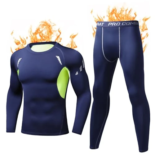 Terecey Conjunto Ropa Térmica Hombre Invierno Camiseta y Pantalón Interior Térmico Suave y Transpirable para Esquí Deporte y Uso Diario