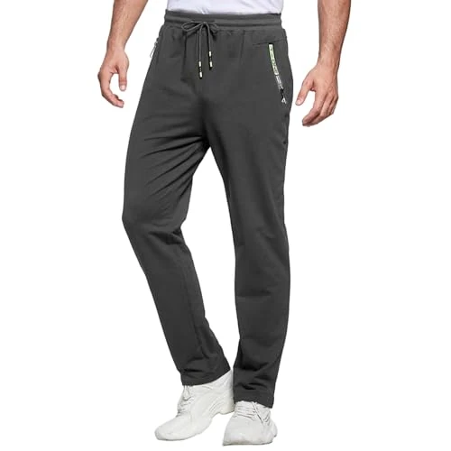 Offerta a tempo: ZOXOZ Pantaloni Sportivi Uomo Cotone Pantaloni da Jogging Sportivo Pantaloni di Tuta Slim Fit con Tasche Zip Grigio Scuro L - 16% da 33.95 € a 28.49 €