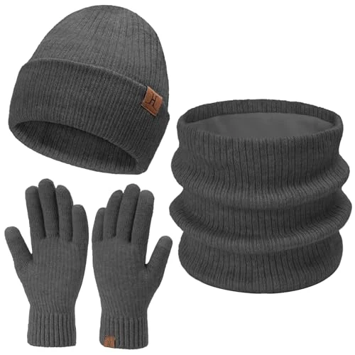 Offre limitee: Femmes Hiver Chaud Bonnet Echarpe Thermique Gants Tactiles Ensemble Tricot Slouchy Cache-Cou Cadeau Femme de 26.99 EUR a 21.79 EUR (economie 19%)