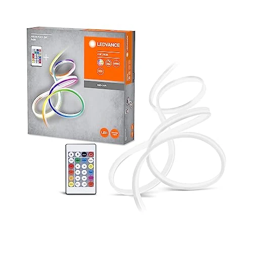 LEDVANCE Strisce LED NEON FLEX 2M, bianco, 4.7 W, 45LM, trollo del colorante RGB, distribuzione luce omogenea, nessione USB, lunga durata, montaggio semplice, uso interno, classe di protezione IP20