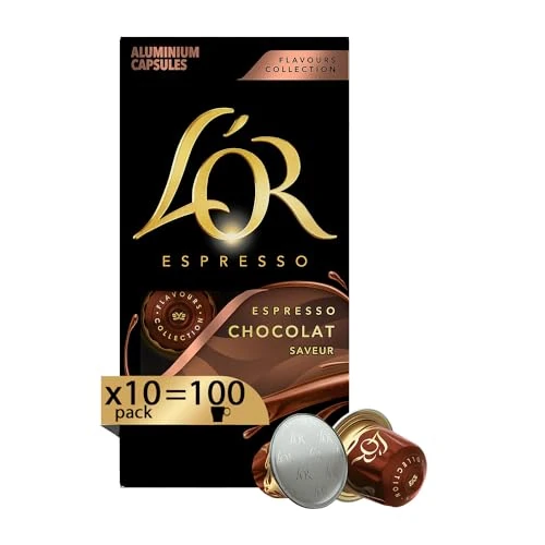 Oferta limitada: L'Or - Cápsulas de café expreso Chocolat - 100 cápsulas de aluminio - 10 paquetes de 10 - Intensidad 8 - Compatibles con cafeteras Nespresso®* original de 41.11 € a 35.70 € (ahorro 13.16%)