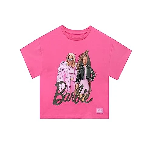 Barbie Maglietta Ragazze | Ragazze Rosa Magliette | Vestiti Barbies per Bambine | Merchandising Ufficiale | 6-7 Anni