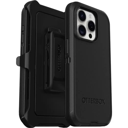 OtterBox Defender Case voor iPhone 15 Pro, Schokbestendig, Valbestendig, Ultra-robuust, Beschermhoes, 5x Getest volgens Militaire Standaard, Zwart