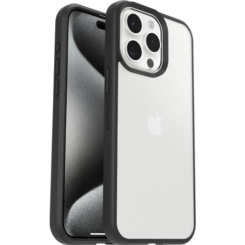 Offerta a tempo: OtterBox Cover per iPhone 15 Pro Max React Series, resistente a shock e cadute fino, cover ultrasottile, testata a norme MIL-STD 810G, Trasparente/Nero - 20% da 24.99 € a 19.99 €