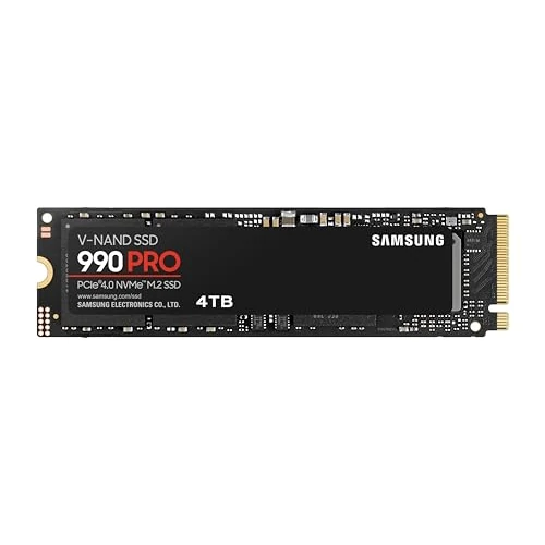 Samsung Dysk SSD 990 Pro NVMe M.2, 4 TB, PCIe 4.0, 7450 MB/S Odczyt, 6900 MB/S Zapis, Wewnętrzny Dysk SSD, do Gier i Edycji Wideo, Mz-V9P4T0BW