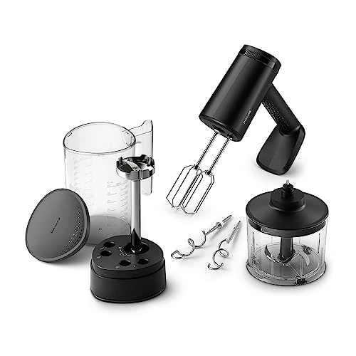Limited offer: Philips Hand Mixer 5000 Series, 3-in-1 Hand Mixer, Powerful Motor 500W, Smart Storage Cup, 5 Speed Settings, Anti Splash Design, Includes Hand Mixer and Chopper Attachments, Black (HR3781/20) from 123.37 EUR to 123.37 EUR (save 0%)