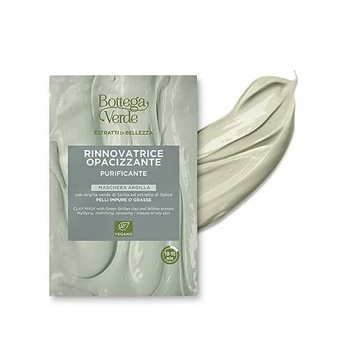 Bottega Verde - Beauty-Extrakte - Tonmaske - mit sizilianischem grünem Ton und Weidenextrakt - ausgleichend, regenerierend, mattierend (8 ml) - unreine oder fettige Haut
