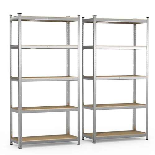 Offerta a tempo: VOUNOT® Set di 2 Scaffale Metallo Rinforzato Garage 90x40x180 cm, Scaffali Carichi Pesante, Scaffalature a 5 Ripiani Capacità 1250 kg Robusto e Durevole, per Officina, Magazzino, Ufficio - 0.00% da 74.99 € a 74.99 €