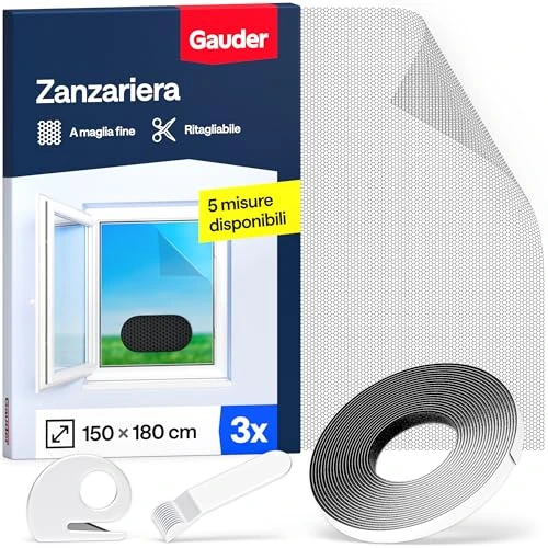GAUDER Zanzariera per Finestra - Rete Anti-Insetti con Chiusura a Strappo - Protezione Adesiva contro le Zanzare - Schermo Autoadesivo Senza Fori (3 Pezzi - 150 x 180 cm - Nero)