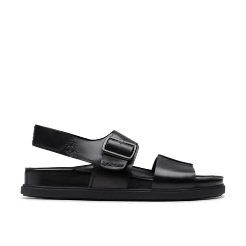 Oferta limitada: Clarks - Torford Strap, Sandalias planas de los hombres, Black Leather, de 89.95 € a 79.12 € (ahorro 12%)