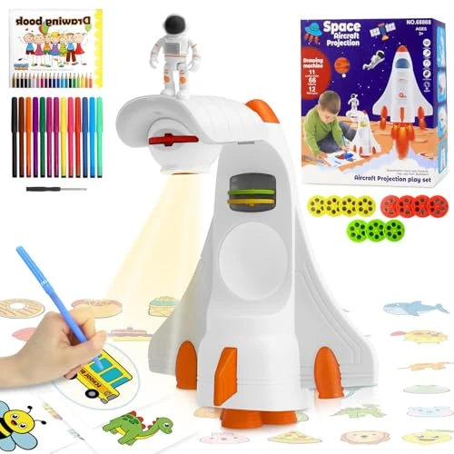 Projecteur de dessin pour enfants, CS COSDDI table de projection de dessin pour enfants, table de projection d'avions de l'espace, 66 motifs pour filles et garçons de