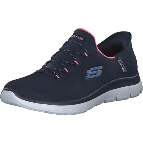 SKECHERS Donna Summits Diamond Dream Scarpe da Ginnastica, Navy Mesh/Pink Trim, 39 EU