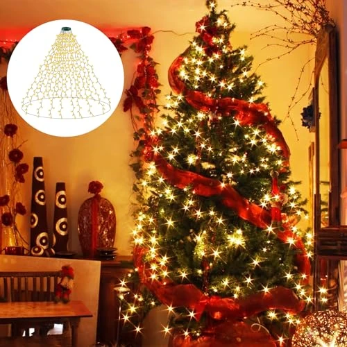 Offerta a tempo: GARITE - Catena luminosa per albero di Natale, 2 m, 400 LED, con anello e 16 ghirlande, illuminazione a LED, per albero di Natale, catena luminosa per 150 cm, 180 cm, 210 cm, 240 cm - 29% da 20.99 € a 14.99 €