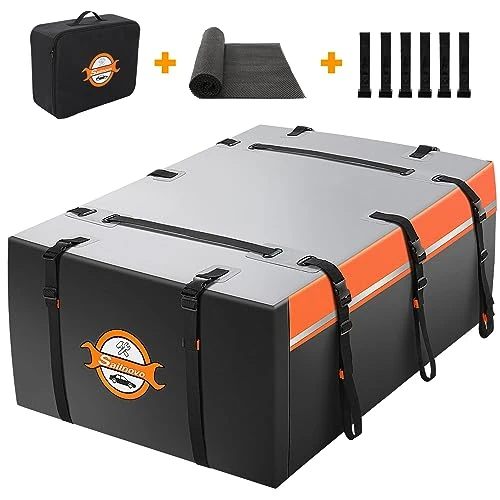 Sailnovo Auto Dachbox 20 Kubikfuß Faltbare Wasserdicht 1000D PVC Dachtasche Auto mit 10 verstärkte Gurte, 6 Türhaken, für Reisen und Gepäcktransport, für die meisten Fahrzeuge mit/ohne Dachträger