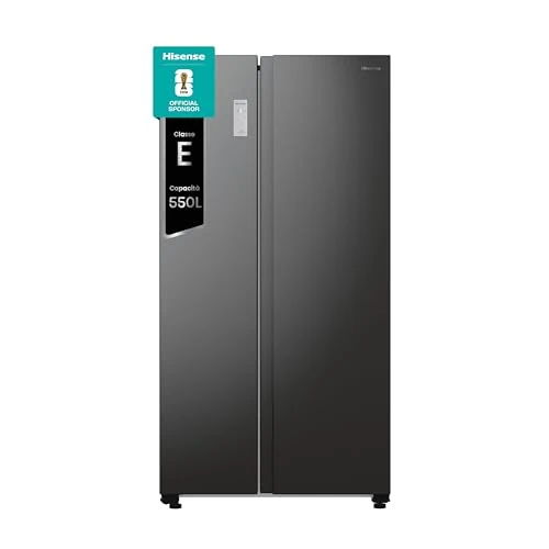 Hisense RS711N4AFE Side by Side Koelkast, grote inhoud 550 liter, zwart, Total No Frost, Convert Active Zone, klasse E, inverter-motor, elektronische touch-bediening, Fresh Crisper-lade
