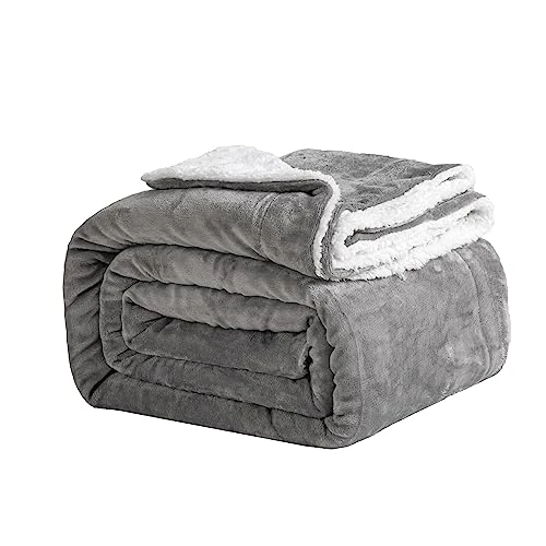 Limited-time offer: Good Nite Bed Throw Blanket 130x150cm Sherpa Flannel Blankets Fleece Fluffy Throw Lightweight Microfiber Solid for Sofa (Grey, Single) from 14.59 GBP to 12.50 GBP (save 14%)