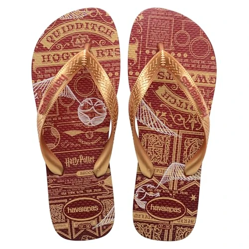 Harry Potter, Comfortable, Durable, and Lightweight Flip-Flops, Sole with Iconic Elements, Adults Unisex, Mahogany, 7.5/8 UK
