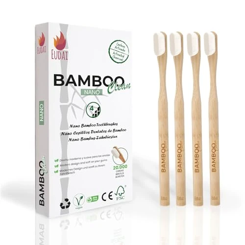 Zeitlich begrenztes Angebot: Bamboo Clean Nano Zahnbürsten mit Bambusgriff, 4er Set für Erwachsene von 14.50 € auf 9.99 € (31% Rabatt)