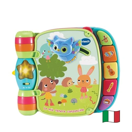 VTech Il Mio Primo Interactive Book - Le Mie Tenere Canzoncine, Interactive Book for Babies with Embossed Animals, 6 Songs for Children, Italian Language, Batteries Included, 6-36 Months