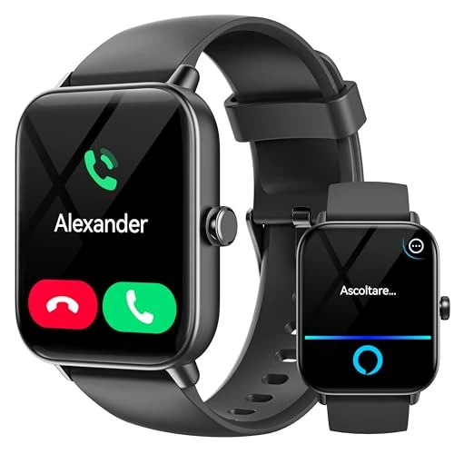 Yoever Montre Connectée Homme avec Appel Bluetooth, Alexa intégrée 1.91" Montre Smartwatch Moniteur de SpO2 Fréquence Cardiaque Sommeil 100 Sport