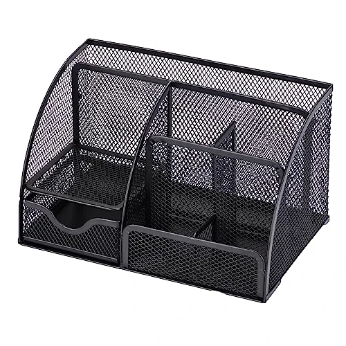 Limited offer: RICOO Desk Organiser, 6 Shelves, B001-B Office Desk Organiser with Drawer, Pen Holder, Mesh Metal Office Organiser, Office Pens, Space Saving Organisation, Pen Box, Pen Cup from 19.99 EUR to 13.99 EUR (save 30%)