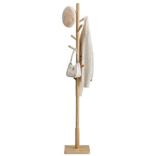 Offre limitée : VASAGLE Portemanteau, Portant à Vêtements en Bois, Support sur Pieds avec 8 Crochets, pour Manteaux, Chapeaux, Sacs, pour Entrée, Couloir, Bois d'Hévéa, Beige Naturel RCR010N01V2 de 31.99 € à 28.04 € (12% de remise)
