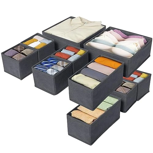 Offerta a tempo: Yidaxing Organizer per Cassetti, 10 Pezzi Organizzatore Cassetti Armadio Divisori Pieghevole, Scatole Portaoggett Scatole di Immagazzinaggio Armadio per biancheria intima Cravatte Calzini(Grigio) - 41% da 21.99 € a 12.99 €