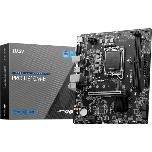 期間限定オファー: MSI PRO H610M-E マザーボード、Micro-ATX - 第14世代/第13世代/第12世代Intel Coreプロセッサー、LGA 1700 - DDR5メモリーブースト 5600MHz/MAX、PCIe 4.0 x16スロット、M.2 Gen3スロットに対応。 通常価格 94.00 JPY セール価格 50.58 JPY (割引 46%)