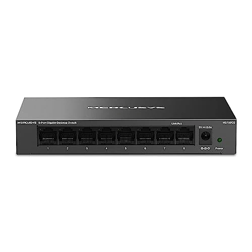 Offerta a tempo: TP-Link Mercusys MS108GS Switch Ethernet 8 Porte Gigabit, Sdoppiatore Ethernet, Switch Gigabit per la Casa e l'Ufficio, Plug e Play, Montaggio Desktop, Cassa in Metallo, Durevole e Silenzioso - 40% da 24.99 € a 14.99 €