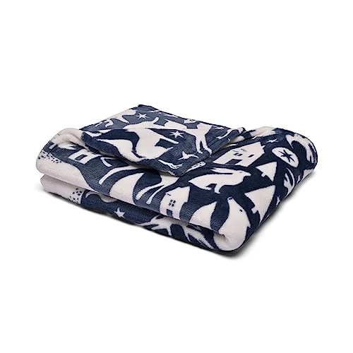 Limitiertes Angebot: Fusion Fleecedecke mit Waldtieren (120 x 150 cm), weich und gemütlich, skandinavisches Design, Fuchs, Bär und Kaninchen, Marineblau, Waldtiere und skandinavisches Thema, Decke für Zuhause von 23.90 EUR auf 23.90 EUR (Spare 0%)