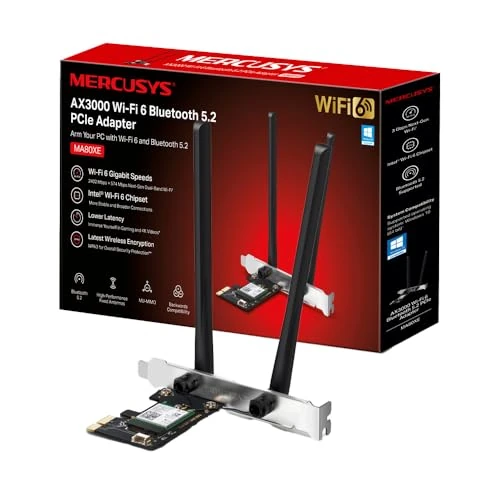 Mercusys MA80XE, AX3000 Wi-Fi 6 Bluetooth 5.2 PCIe Adapter
