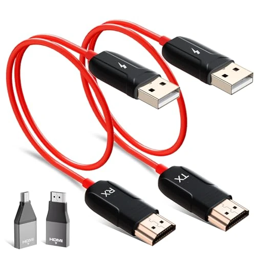 Draadloze HDMI Zender en Ontvanger, Full 1080P Draadloze HDMI Extender Ondersteuning 2.4/5GHz Draadloze Spiegel Scherm Streaming voor TV Streaming,50M/ 165FT Streaming Video Ontvanger