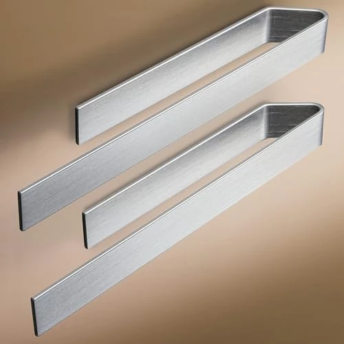 Design Amburgo Porta asciugamano adesivo | Porta Asciugamani Cucina e Bagno | Designo modern | 40 cm | Grigio argento confezione doppia