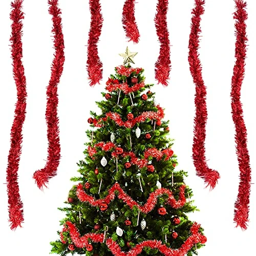 Oferta limitada: Espumillon Arbol Navidad, 20M/ Paquete de 10 Guirnalda Navidad Metálico Oropeles Brillantes Espumillón Navidad Guirnaldas Navideñas Decoración para Boda Fiesta Hogar Interior y Exterior Rojo de 9.99 EUR a 5.99 EUR (ahorro 40%)