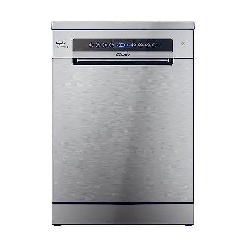 Candy RapidÓ CF 6C4F1X vaatwasser, 16 plafonds, Wi-Fi + BLE, verbonden, 8 programma's, Smart Basketball en Smart Door, klasse C, 59,7 x 59,8 x 82 cm, roestvrij staal