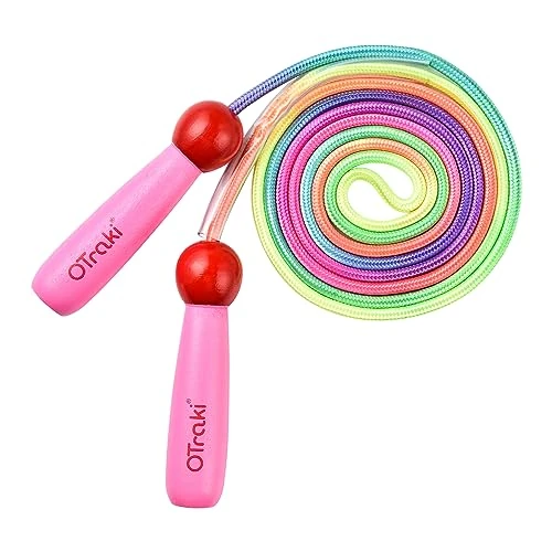Limited-time offer: OTraki Rainbow Skipping Rope Kids, 2.5m Adjustable Skipping Ropes for Children Wooden Handle Pink Skipping Rope Exercise Jump Rope Kid for Girls Boys from $21.76 to $21.76 (save 0.00%)