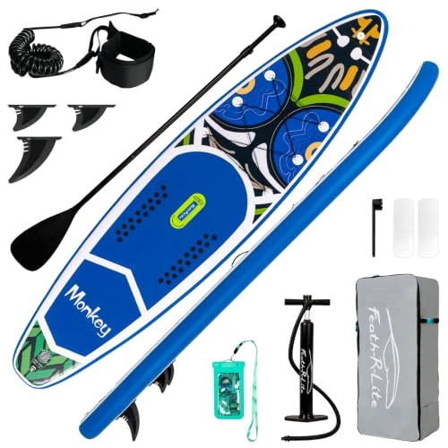 Offerta a tempo: FunWater Tavola da Stand Up Paddle Gonfiabile Ultra Leggera, con 3 Pinne, Pagaia Regolabile, Pompa, Zaino, Leash e Borsa Impermeabile per Telefono - 10% da 189.99 € a 170.99 €