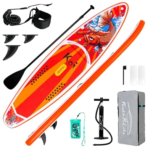 Offerta a tempo: FunWater Tavola da Stand Up Paddle Gonfiabile Ultra Leggera con SUP, 3 Pinne, Pagaia Regolabile, Pompa, Zaino, Leash e Borsa Impermeabile - 6% da 179.99 € a 169.99 €