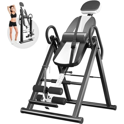 Zeitlich begrenztes Angebot: YOLEO Verstellbarer/Faltbarer Inversionsbank Mit Dreifacher Sicherheitsverriegelung, Schwerkraftrainer Mit Sicherheitsgurt Für Die Therapie Zur Linderung Von Rücken-/Nackenschmerzen (Weiß) von 179.99 € auf 179.99 € (0.00% Raba