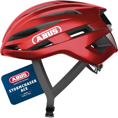 Zeitlich begrenztes Angebot: ABUS Rennradhelm StormChaser ACE - leichter Fahrradhelm für Radrennen, Gravelbike-Touren und Cyclocross - für Damen und Herren - Größe M, Rot von 149.95 € auf 140.15 € (7% Rabatt)