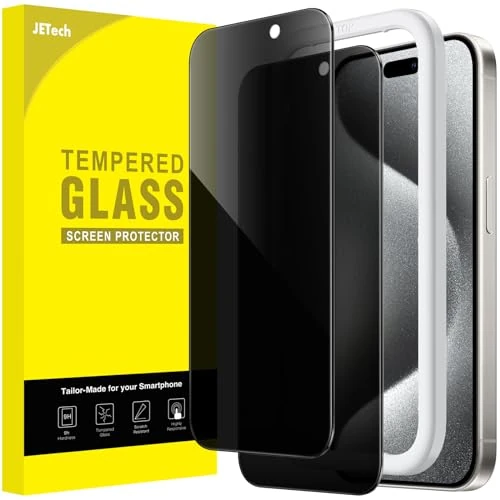 Limited offer: JETech Privacy Screen Protector for iPhone 15 Pro 6.1-Inch, Anti-Spy Tempered Glass Film with Easy Installation Tool, 2-Pack from 8.96 USD to 6.99 USD (save 22%)