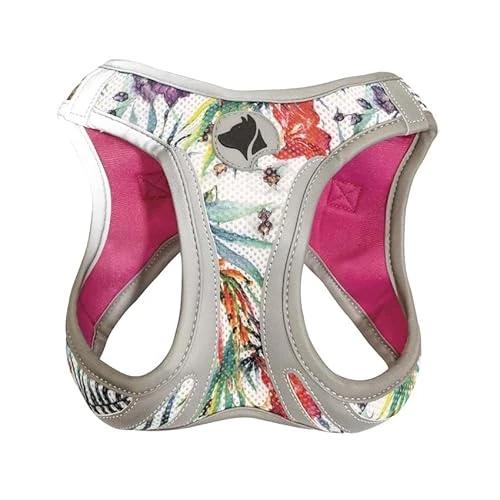 Croci Hiking Reflective Tropical Reflective Dog Harness Adjustable Padded Double Safety Velcro Fastener and Buckle Size M 41-46cm