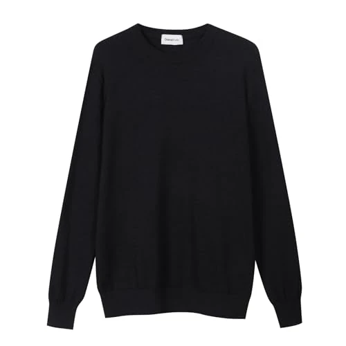 Limitiertes Angebot: Diana Studio, Basic-Pullover Schwarz Rundhalsausschnitt Herren, 100% Merinowolle, Uni, Lange Ärmel, Größe S, Regular Fit von 59.97 EUR auf 59.97 EUR (Spare 0%)