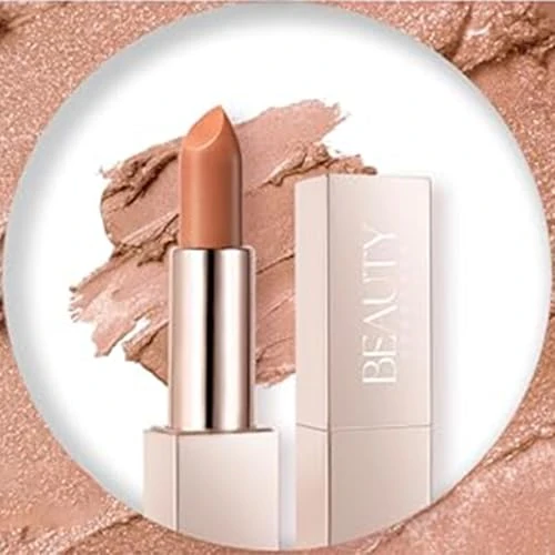 Lápiz Labial Brillo Metálico Maquillaje Labial para Mujer Lápices Labiales Mate de Terciopelo Maquillaje Labial Hidratante, Larga Duración Brillo Labial Resistente al Agua (Nude Gold)