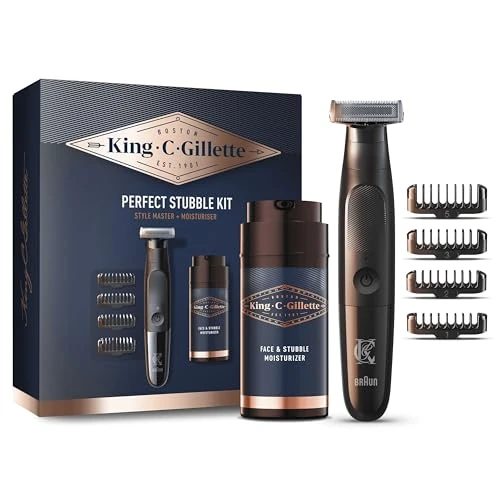 King C. Gillette Stubble cadeauset, inclusief baardtrimmer Style Master, 4 kammen en vochtinbrengende crème voor gezicht en baard voor 3 dagen