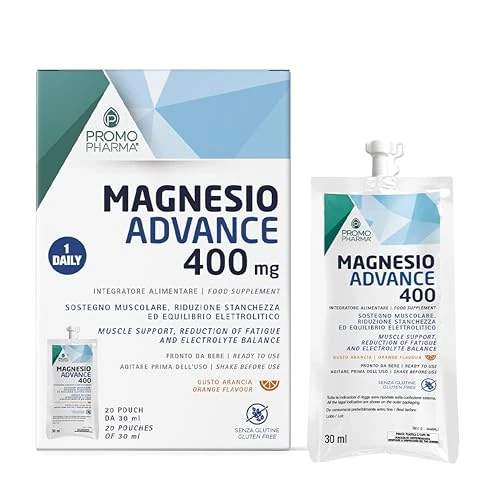 Offerta a tempo: Magnesio Advance 400 mg – Integratore con Magnesio Bisglicinato e Citrato Pronto da Bere – Per Stanchezza, Affaticamento e Recupero Muscolare – 400 mg per Dose Giornaliera – 20 Pouch da 30 ml - 31% da 19.50 € a 13.50 €