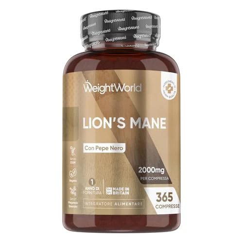 Offerta a tempo: Lions Mane 365 Micro Compresse Vegane, 1 al Giorno (1 Anno), Hericium Erinaceus 50% Polifenoli con Pepe Nero, Criniera di Leone, Integratore Lion's Mane 2000mg (Estratto 25:1) Senza Magnesio Stearato - 5% da 20.99 € a 19.94 €