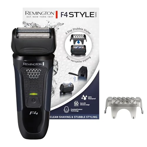 Offre limitée : Remington Rasoir électrique rasage à sec et humide Style Series F4 (100 purcent étanche, protège-tête incl., Tondeuse barbe 3 jours, ComfortTrim pour précision, Secteur/sans fil 50min) Tondeuse F4002 de 34.13 EUR à 27.99 EUR (remise 18%)